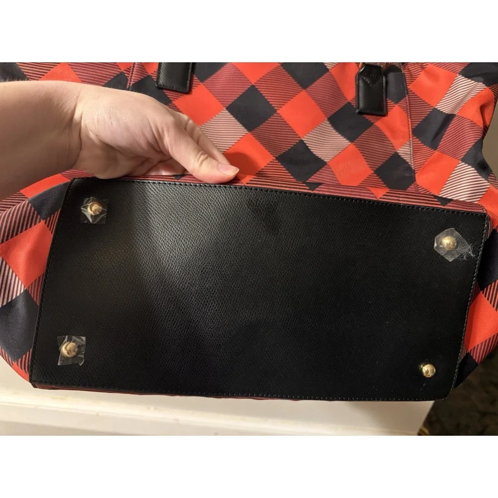 Vera Bradley Large Zip ELLA Tote BUFFALO PLAID Burnt Orange Black Red Purse $168